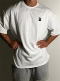 Men's 100% Cotton Crew Neck Loose Sports T-shirts