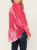 Women's Oversized Turn-Down Collar Velvet Blouses