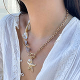 Ladies Conch OT Buckle Starfish Imitation Pearl Necklaces