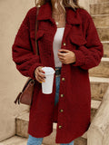 Women's Cute Fluffy Lapel Button Mid-Length Coat