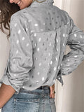 Floral Print & Polka Dot Gold Stamping Ladies Personality Blouses