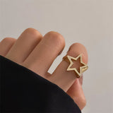 Fashionable Hollow Star Opening Rings for Women