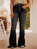 Casual Retro Ripped Flared Jeans for Women