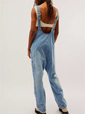 Plus Size Casual Durable Denim Jumpsuits for Ladies