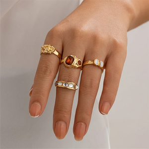 Ladies 4Pcs/Set Elegant Luxury Rhinestone Rings