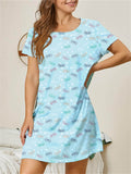 Stylish Printed Women's Crew Neck Nightwear Dresses