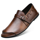 Men's Genuine Leather Buckle Non-Slip Flat Shoes