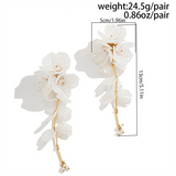 Women's Multi-Petal Beads White Hanging Earrings