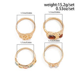 Ladies 4Pcs/Set Elegant Luxury Rhinestone Rings