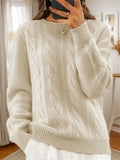 Ladies Fried Dough Twist Pattern Knitted Sweater