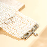 Ladies Elegant Multi-Layered Imitation White Pearl Bracelets