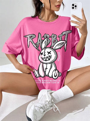 Women's Fashion Summer Bad Rabbit Print Tees