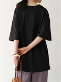 Ladies Oversized Plain 3/4 Sleeve Pullover T-shirts