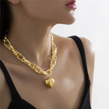 Link Chain Heart Pendant Necklaces for Ladies