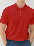 Men's Simple Solid Color Short Sleeve Polo Shirt