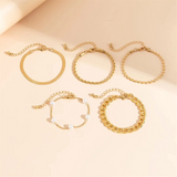 5Pcs/Set Female Pearl Mini Bead Metal Chain Bracelets