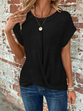 Female Elegant Solid Color Round Neck T-shirts for Summer