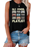 Ladies Retro Music Cassette Tape Graphic Tank Top T-shirts