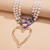 Female Beads Imitation Pearl Heart Shaped Necklaces