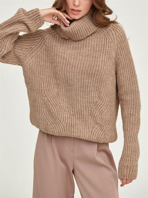 Autumn Warm Macaron Color High Collar Knitted Sweater for Lady