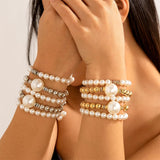 5Pcs/Set Bohemian CCB Beads Pearl Bracelets for Lady