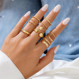 10Pcs/Set Gold Luxury Party Opening Rings for Women