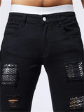 Men's Punk Rock Patchwork Sequined Black Jeans