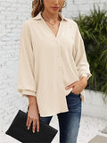 Fashion V Neck Lantern Sleeve Cozy Chiffon Shirt for Women