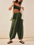 Women's Ethnic Style Yoga Fitness Pleated Lantern Pants