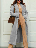 French Style Warm Plush Lapel Faux Suede Overcoats for Lady