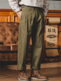 Men's Vintage Style Straight Leg High-rise American Causal Pants