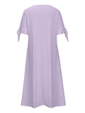 V Neck Hollow Out Breathable Summer Leisure Dress for Women