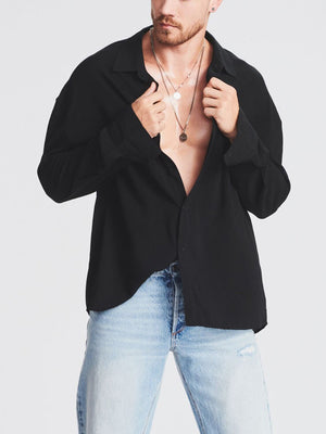 Simple Fashionable Plus Size Black Shirt for Male