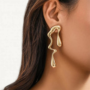 Flowing Water Shaped Exaggerated Earrings for Women