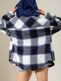 Autumn Winter Stylish Hooded Plaid Coats for Ladies