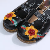 Leisure Flower Decoration Round Toe Wedge Heel Sandals for Ladies