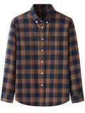 Retro Contrast Color Plaid Lapel Button Up Shirt for Men