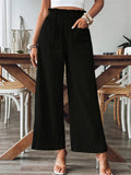 Ladies Fashion Solid Color Pleated Pants with Pockets