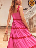 Female Tiered Wave Stripe Strap Dresses