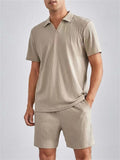 Men's Lazy Daily Home Pullover Shirt + Shorts Sets