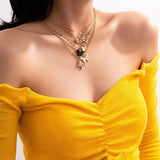 6Pcs/Set Stylish Rhinestone Butterfly Pendant Necklaces for Women