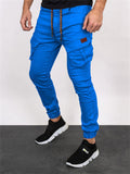 Men's Solid Close-fitting Ankle-tied Cargo Trousers