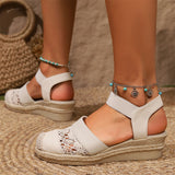 Women's Bohemian Round Toe Wedge Heel Breathable Sandals