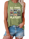 Ladies Retro Music Cassette Tape Graphic Tank Top T-shirts