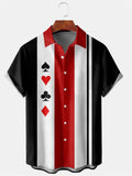 Men's Poker Graphic Print Black White Red Stripe T-Shirt