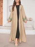 Female Coconut Tree Embroidery Muslim Cardigan Robe