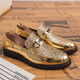 Men's Glitter Sequins Party Wedding Thick-Soled Formal Shoes