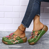 Handmade Flowers Butterfly Print Wedge Heel Beach Sandals for Women