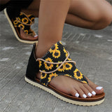 Skull & Flower & Leopard Print Back Zipper Beach Sandals for Women