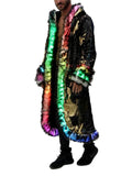 LED Light Up Costume Men's Hooded Faux Fur Coat